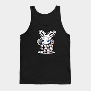 Cute anime style bunny sticker in pink Tank Top